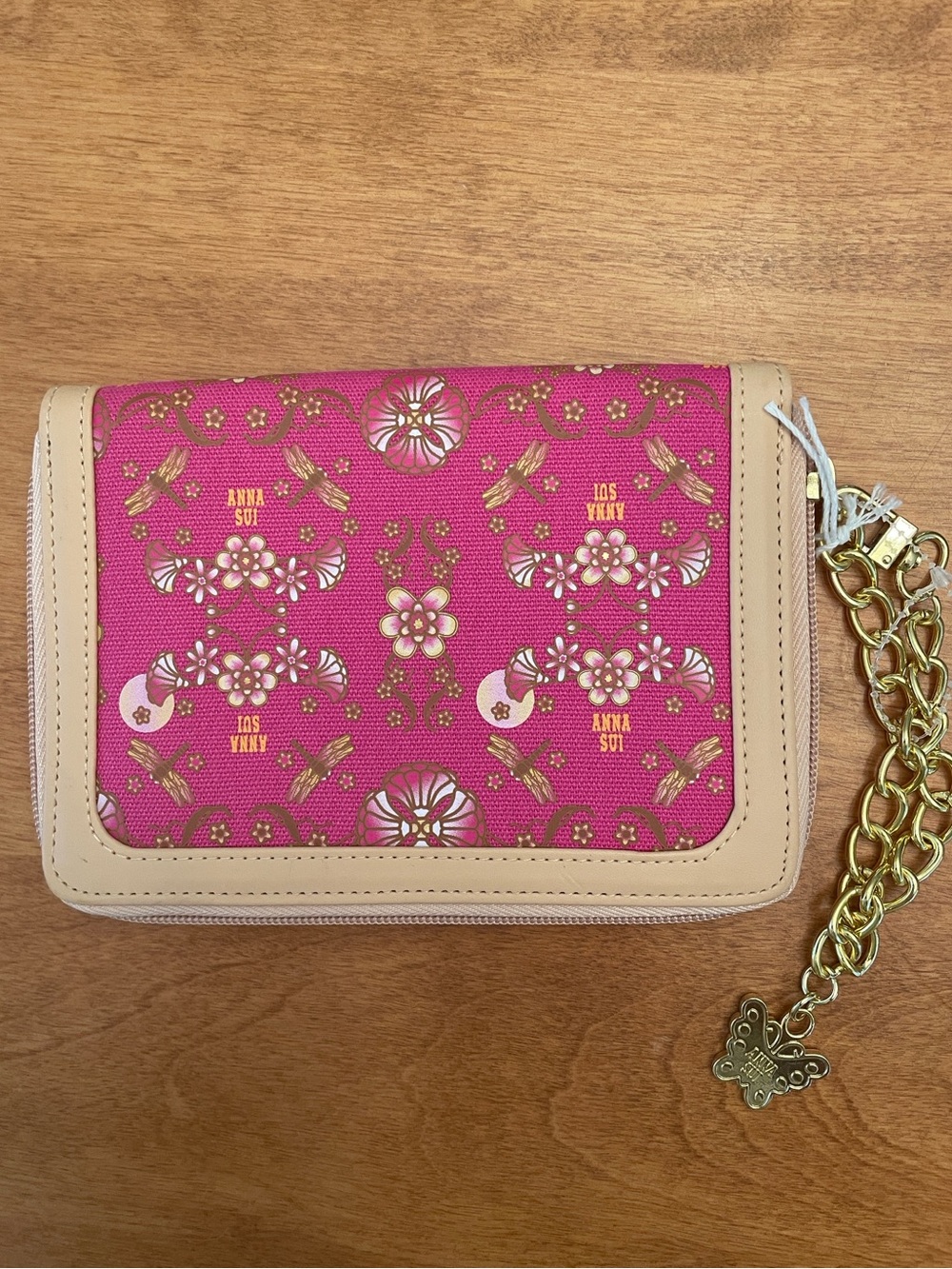🌸✨ ANNA SUI Dragonfly Floral Wallet on Chain NWOT